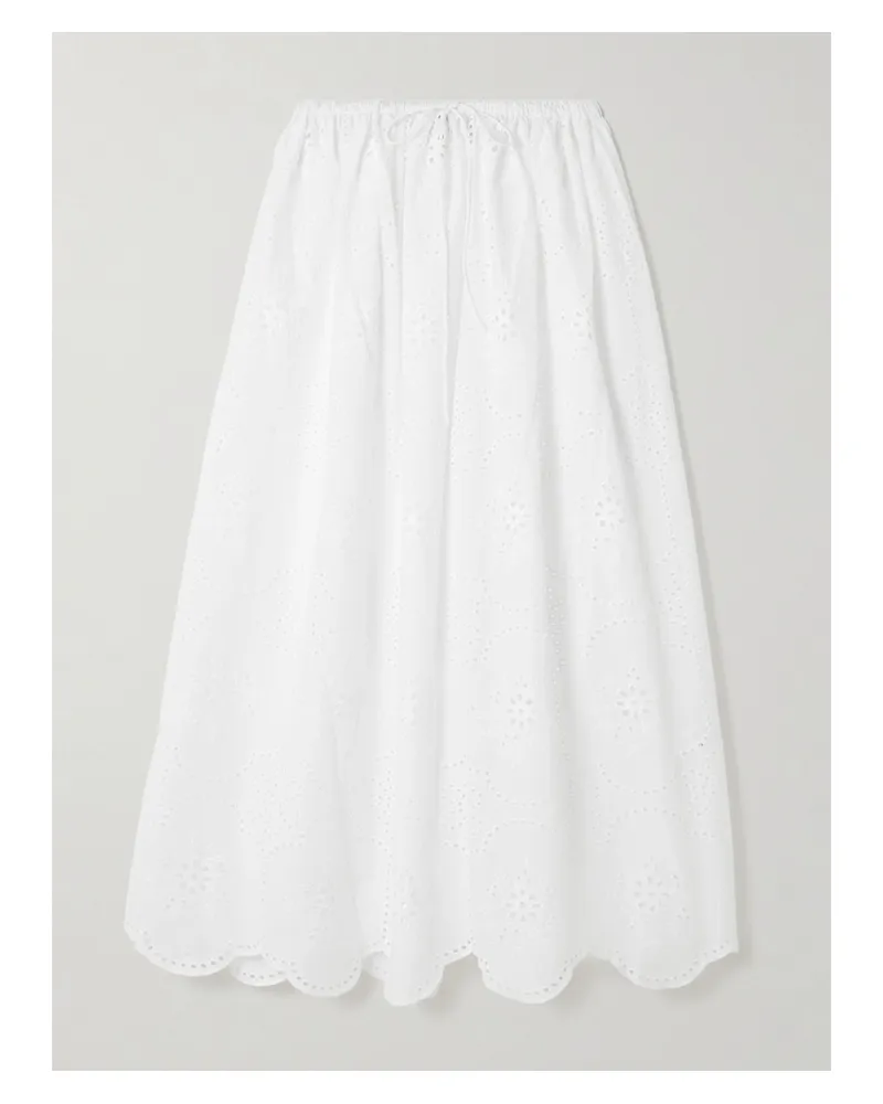 Matteau Scalloped Broderie Anglaise Cotton Midi Skirt - White White