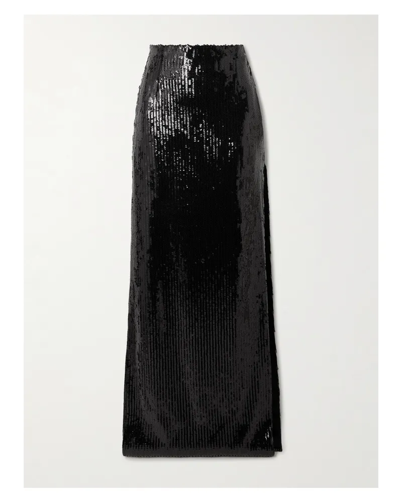 GALVAN Beating Heart Sequined Tulle Maxi Skirt - Black Black