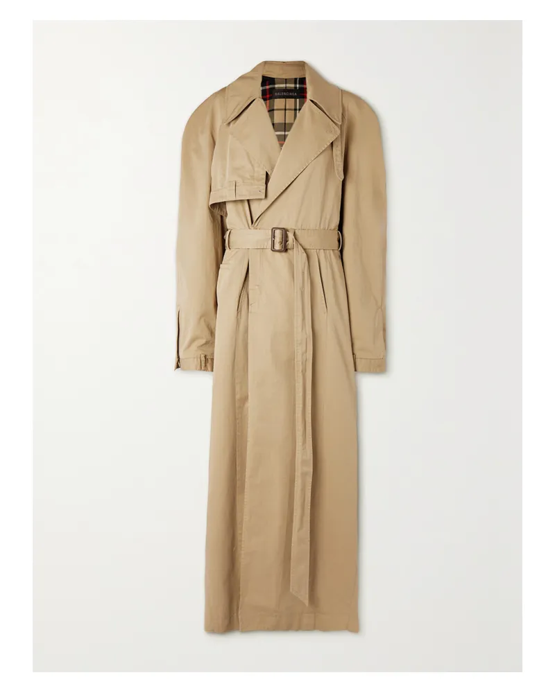 Balenciaga Oversized Asymmetric Cotton-twill Trench Coat - Neutrals Neutrals