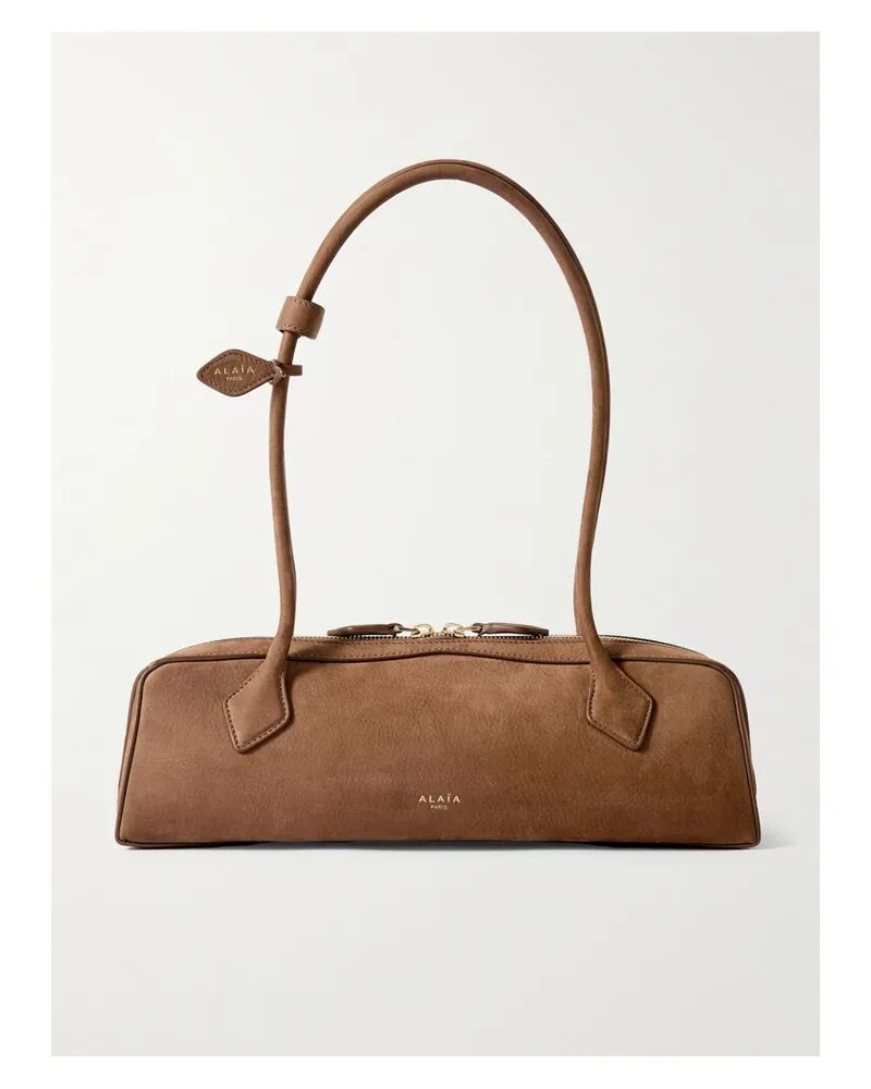 Alaïa Le Teckel Mittelgroße Schultertasche Aus Nubukleder - Braun Braun