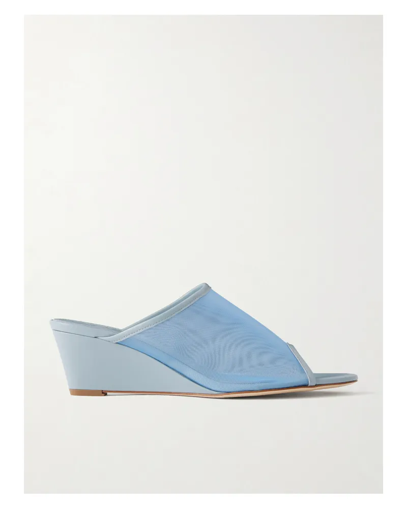 aeyde Suzanne Leather-trimmed Mesh Sandals - Blue Blue