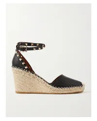 Valentino Garavani Rockstud 85 Espadrille-wedges aus Strukturiertem Leder Schwarz