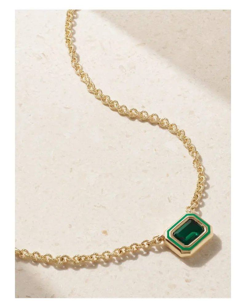 Alison Lou Madison Kette Aus 14 Karat Gold Mit Smaragd Und Emaille - Grün Grün