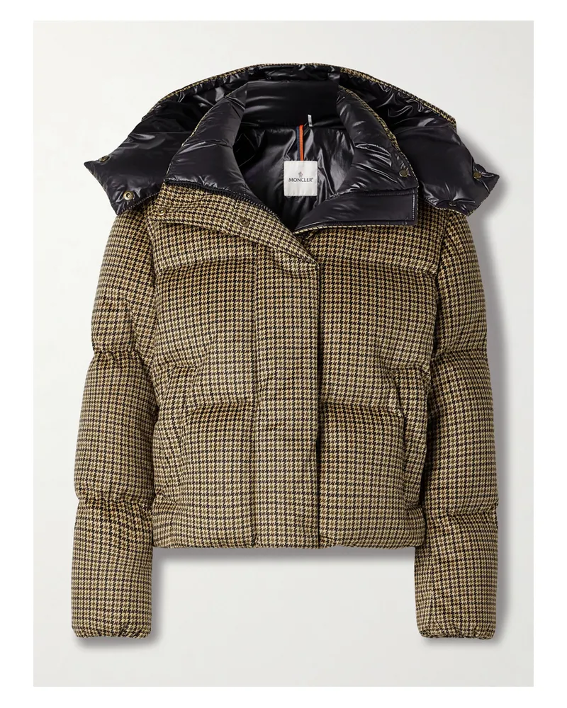 Moncler Quierzy Hooded Houndstooth Twill Down Jacket - Brown Brown