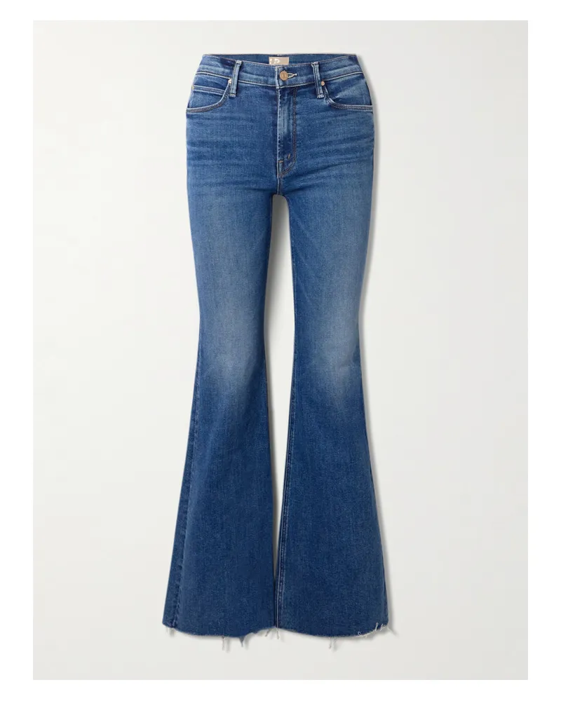 Mother The Doozy Sneak Fray High-rise Flared Jeans - Blue Blue