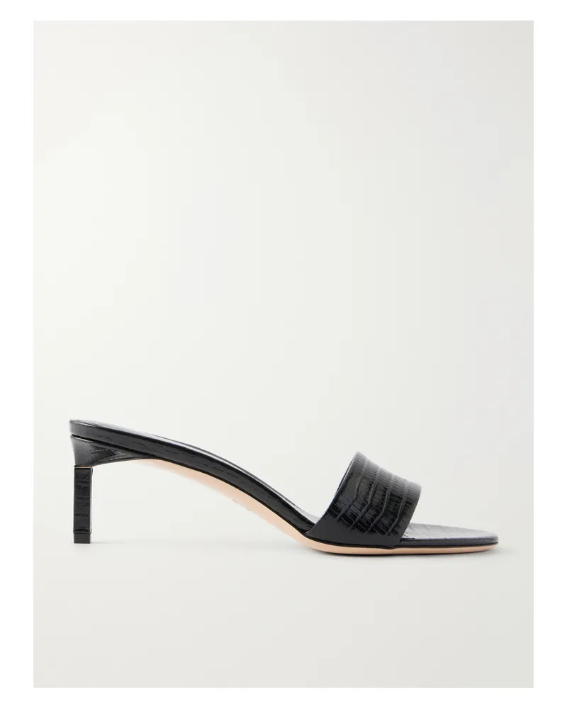 Tom Ford T Mule 55 Croc-embossed Leather Sandals - Black Black