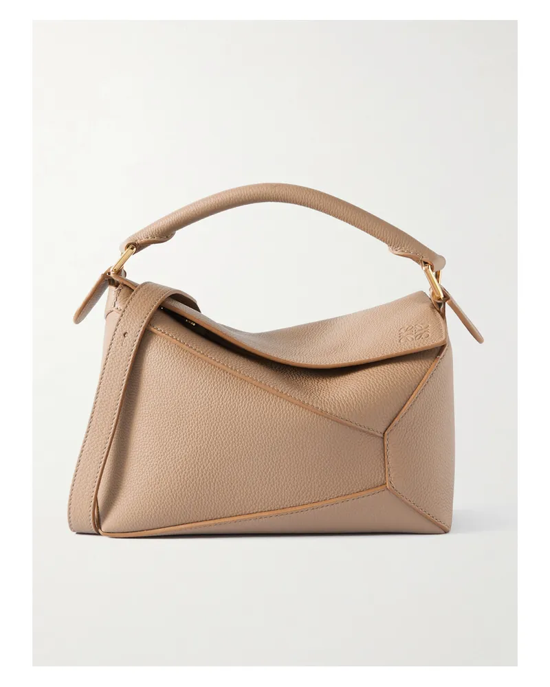 Loewe Puzzle Edge Small Textured-leather Shoulder Bag - Neutrals Neutrals
