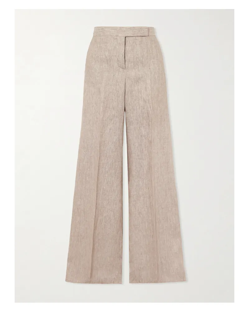 Max Mara Deserto Hose Mit Weitem Bein Aus Leinen - Neutral Neutral