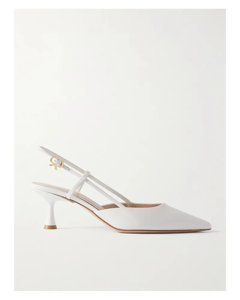 Gianvito Rossi Ascent 55 Leather Slingback Pumps - White White