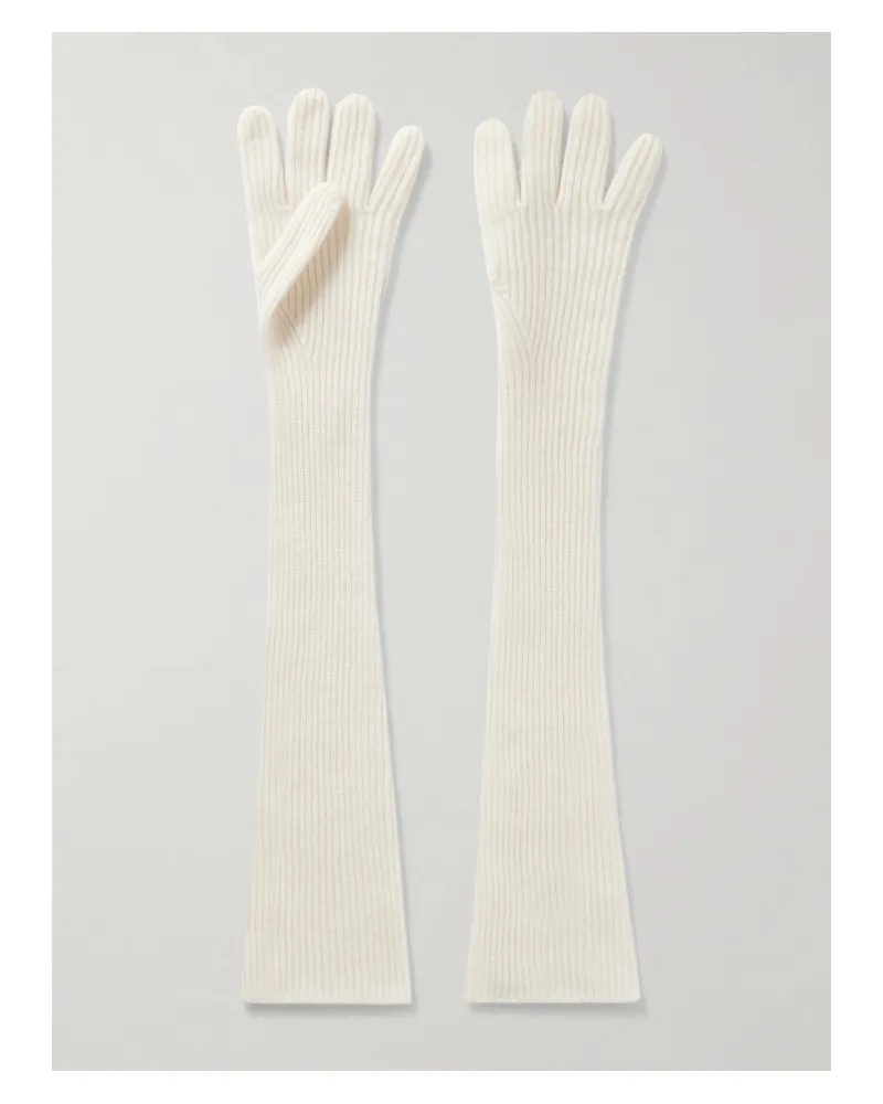 arch4 Jessie Ribbed Cashmere Gloves - Ivory Ivory