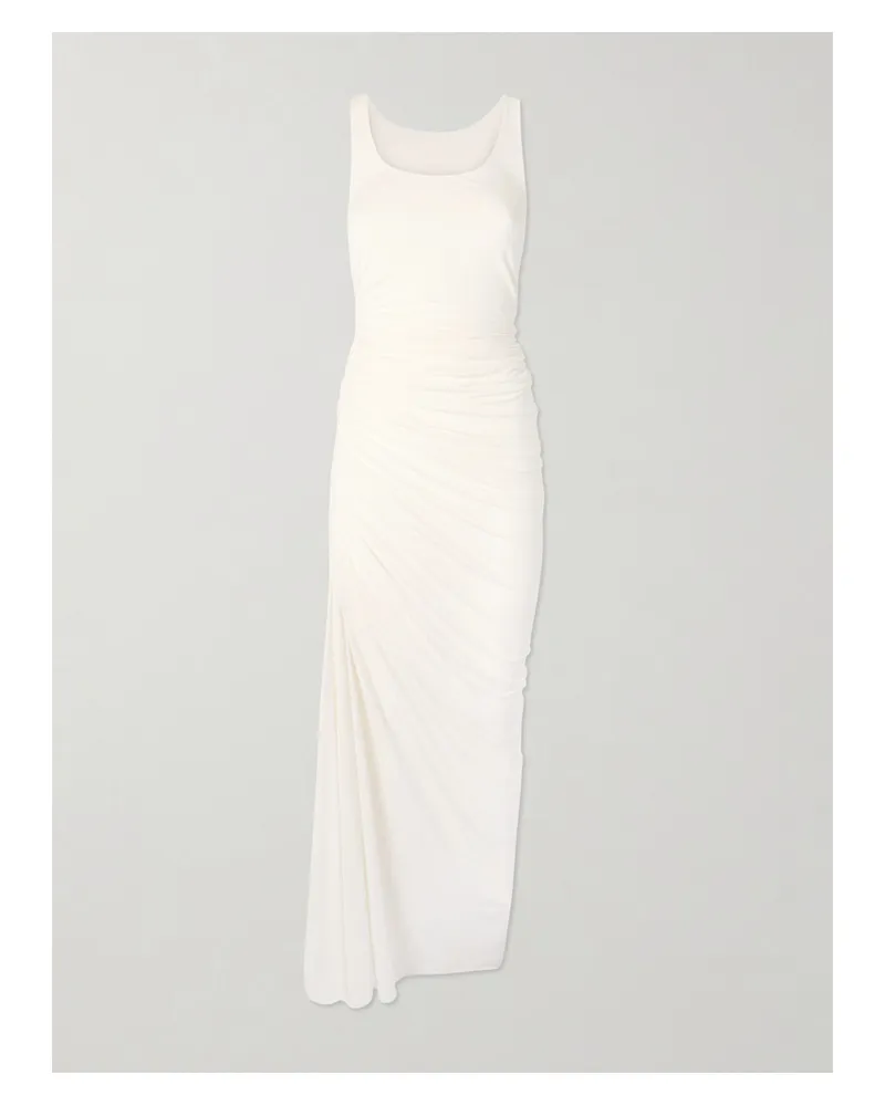 Alaïa Gathered Stretch-jersey Midi Dress - White White