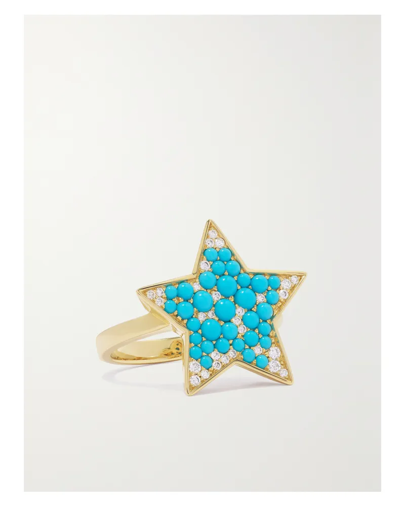 Robinson Pelham Vega Ring Aus 18 Karat Gold Mit Türkisen Und Diamanten Gold