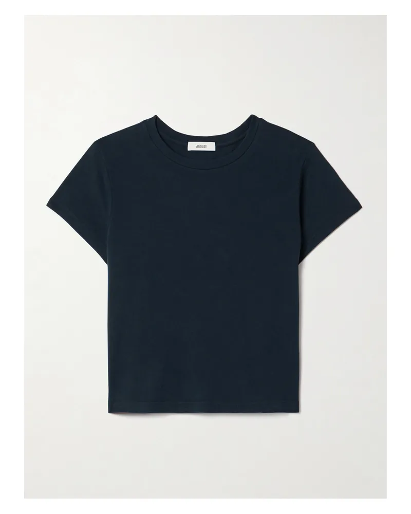 AGOLDE Adine Cropped Organic Cotton-jersey T-shirt - Blue Blue