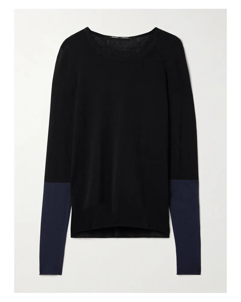 Proenza Schouler Willa Zweifarbiger Pullover aus Strick Schwarz