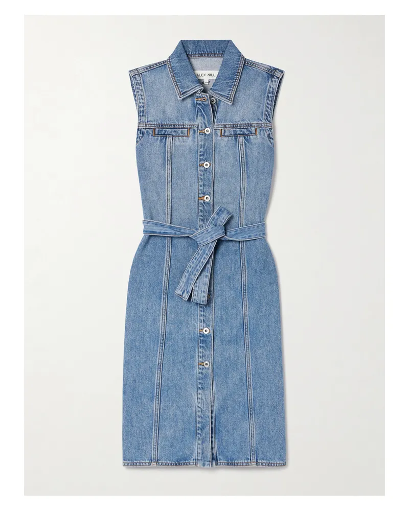 Alex Mill Adeline Mini-jeanskleid Mit Bindegürtel - Blau Blau