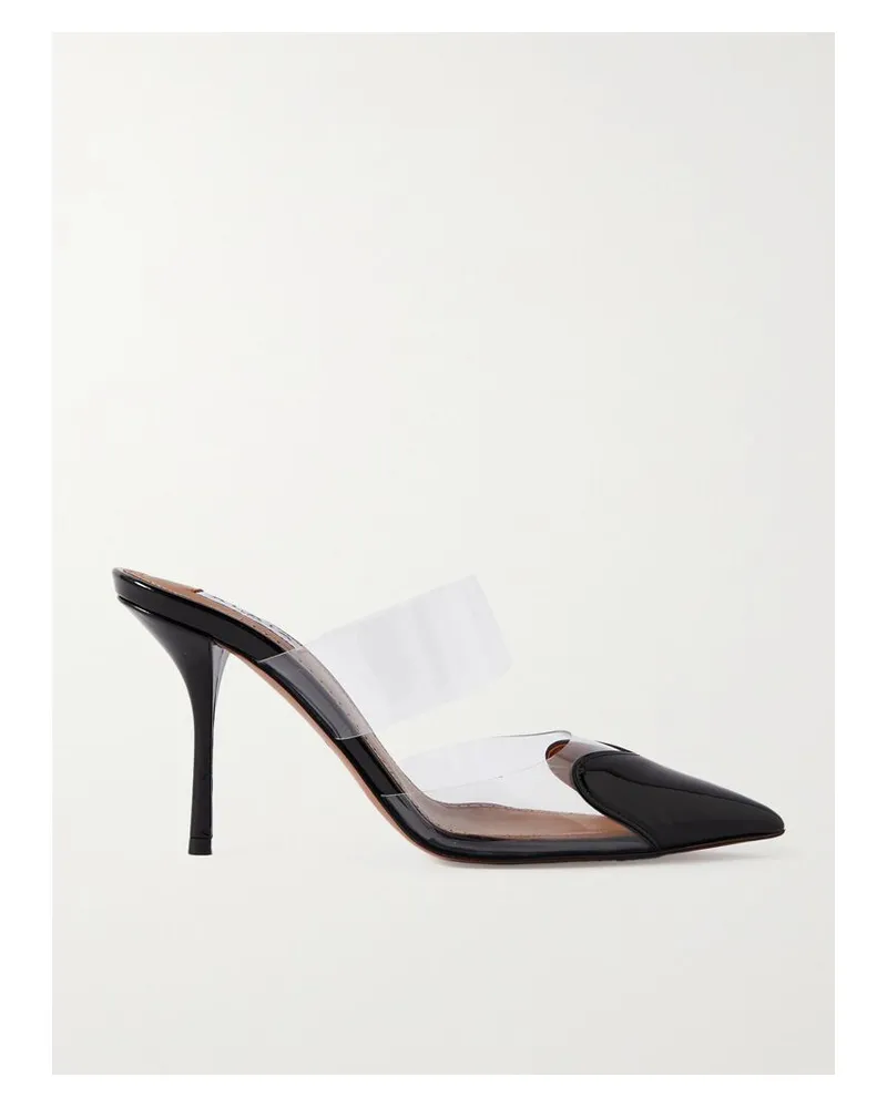 Alaïa Cœur 90 Mules Mit Spitzer Kappe Aus Pu Und Lackleder - Schwarz Schwarz