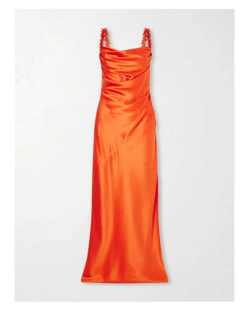 Balmain Shoulders Embellished Silk Dress - Red Red