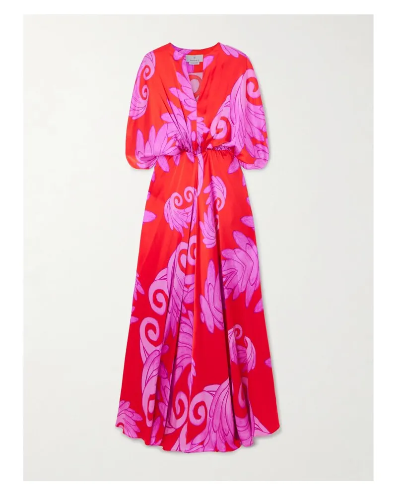 THEMIS Z Lydia Maxikleid Aus Bedrucktem Seidensatin - Pink Pink