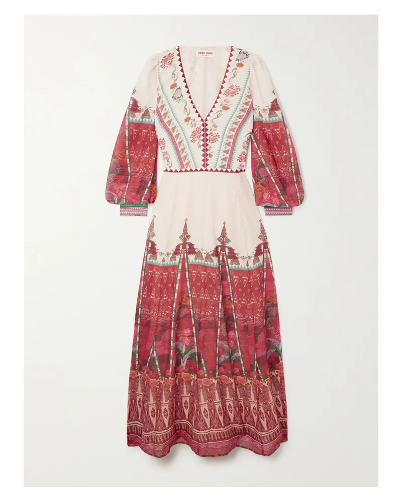 Emporio Sirenuse Net Sustain Adelaide Maxikleid Aus Bedrucktem Baumwoll-voile - Rot Rot