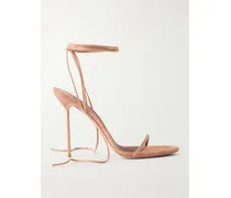 Lidia Embellished Lace-up Suede Sandals - Pink