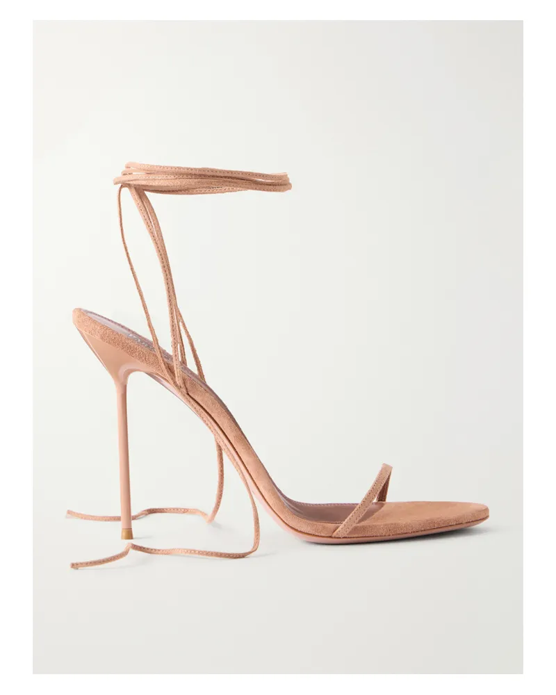 Paris Texas Lidia Embellished Lace-up Suede Sandals - Pink Pink