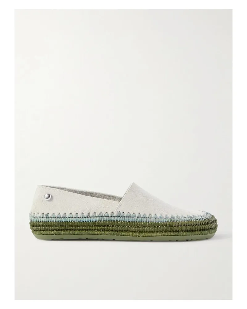 Loewe Paula's Ibiza Rio Espadrilles Aus Veloursleder Mit Raffiabastbesätzen - Grau Grau