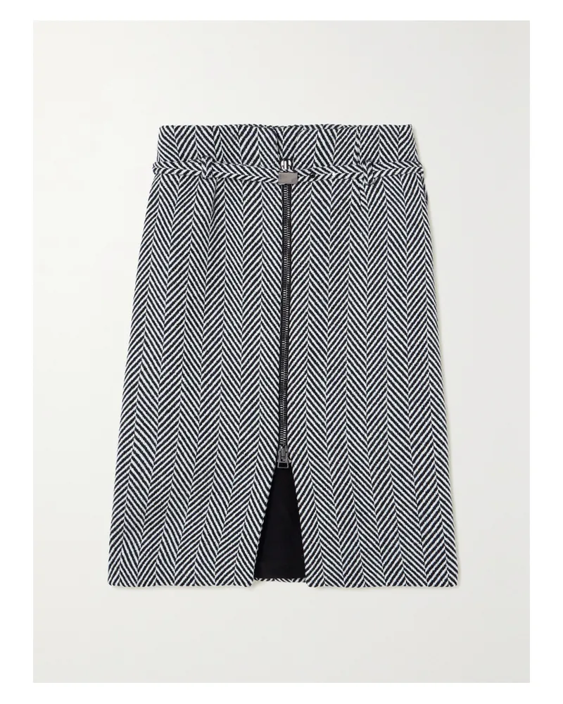 Tom Ford Rock Aus Einer Wollmischung Mit Fischgratmuster Und Gürtel - Grau Grau