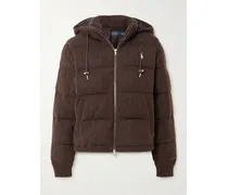 Steppjacke Aus Einer Woll-kaschmirmischung In Zopfstrick Mit Wattierung Und Kapuze - Braun