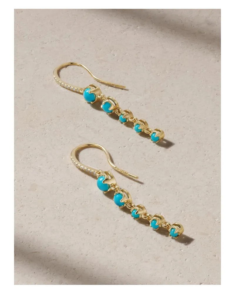 Jennifer Meyer 5 Graduated Illusion Ohrringe Aus 18 Karat Gold Mit Türkisen Und Diamanten Gold