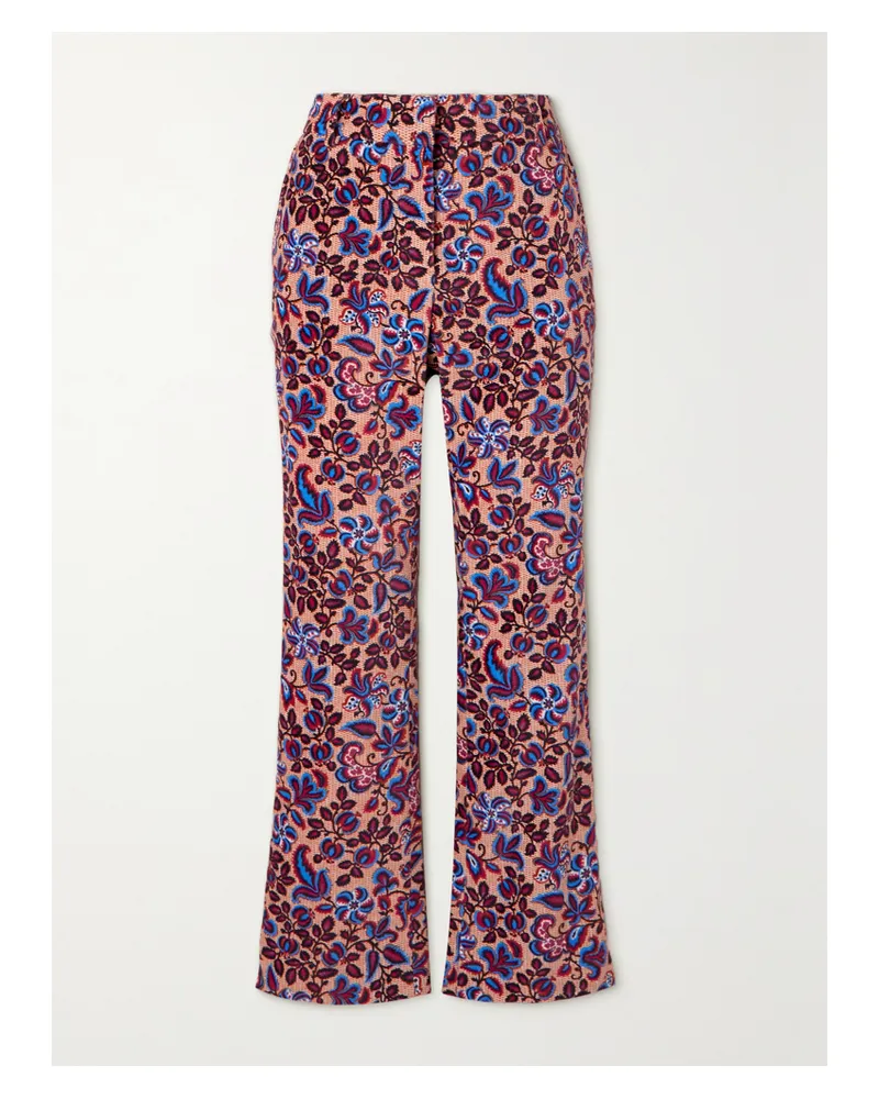 La DoubleJ Schlaghose Aus Baumwollsamt Mit Blumenprint - Blau Blau