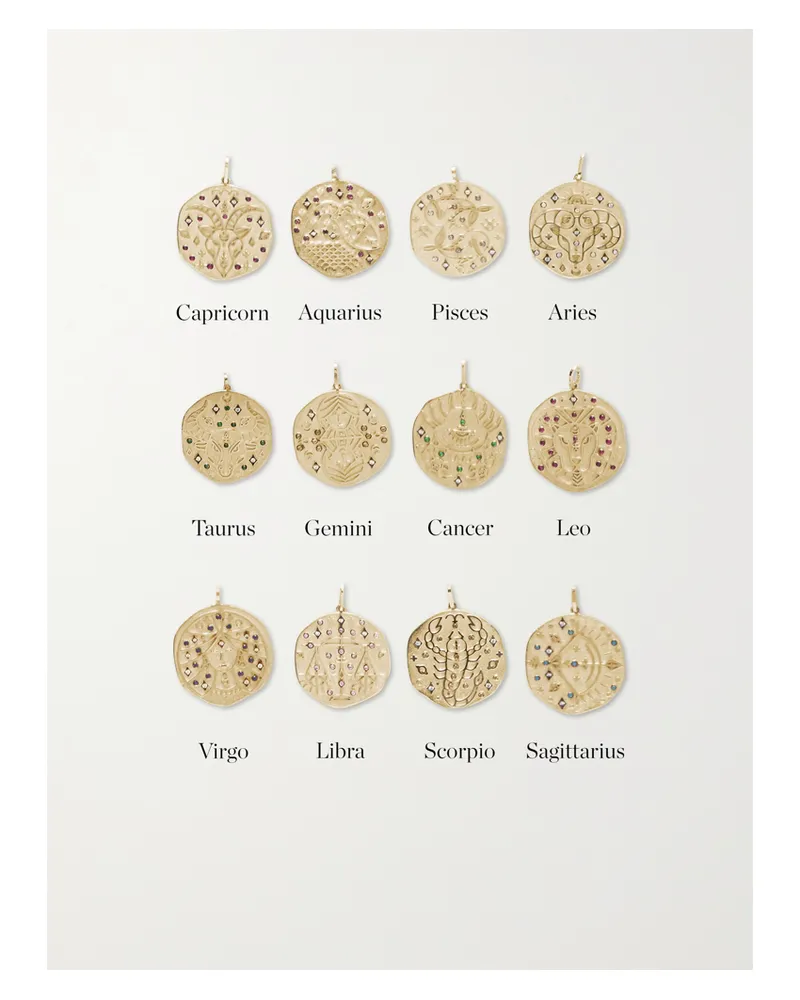 Charms Company Zodiac Kette Aus 14 Karat Gold Mit Mehreren Steinen Gold