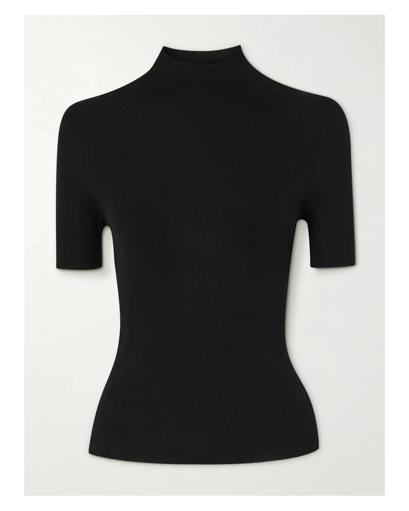 Theory Leenda Ribbed Merino Wool Mock-neck Sweater - Black Black