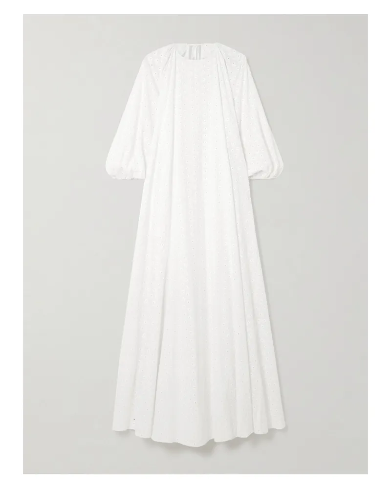 BERNADETTE Fran Rückenfreies Maxikleid Aus Baumwolle Mit Lochstickerei - Weiß Weiß