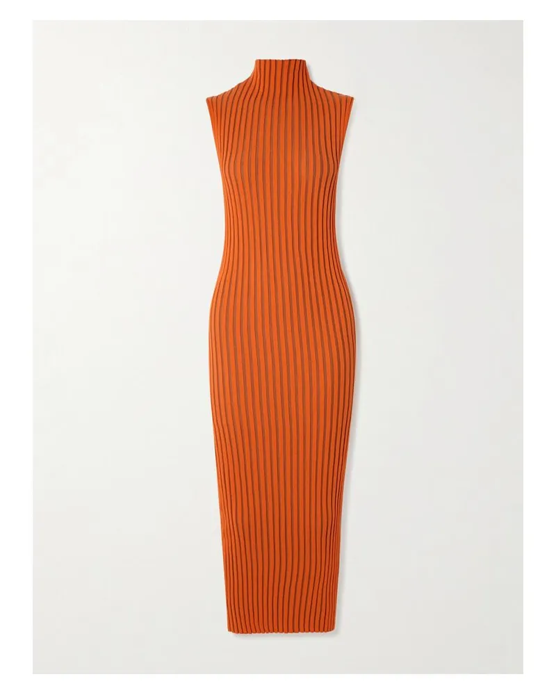 DESTREE Chen Bico Zweifarbiges Midikleid Aus Einer Gerippten Biobaumwollmischung - Orange Orange
