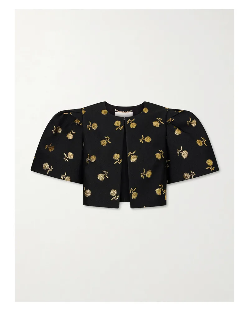 Carolina Herrera New York Cropped Embroidered Jacquard Evening Jacket - Black Black