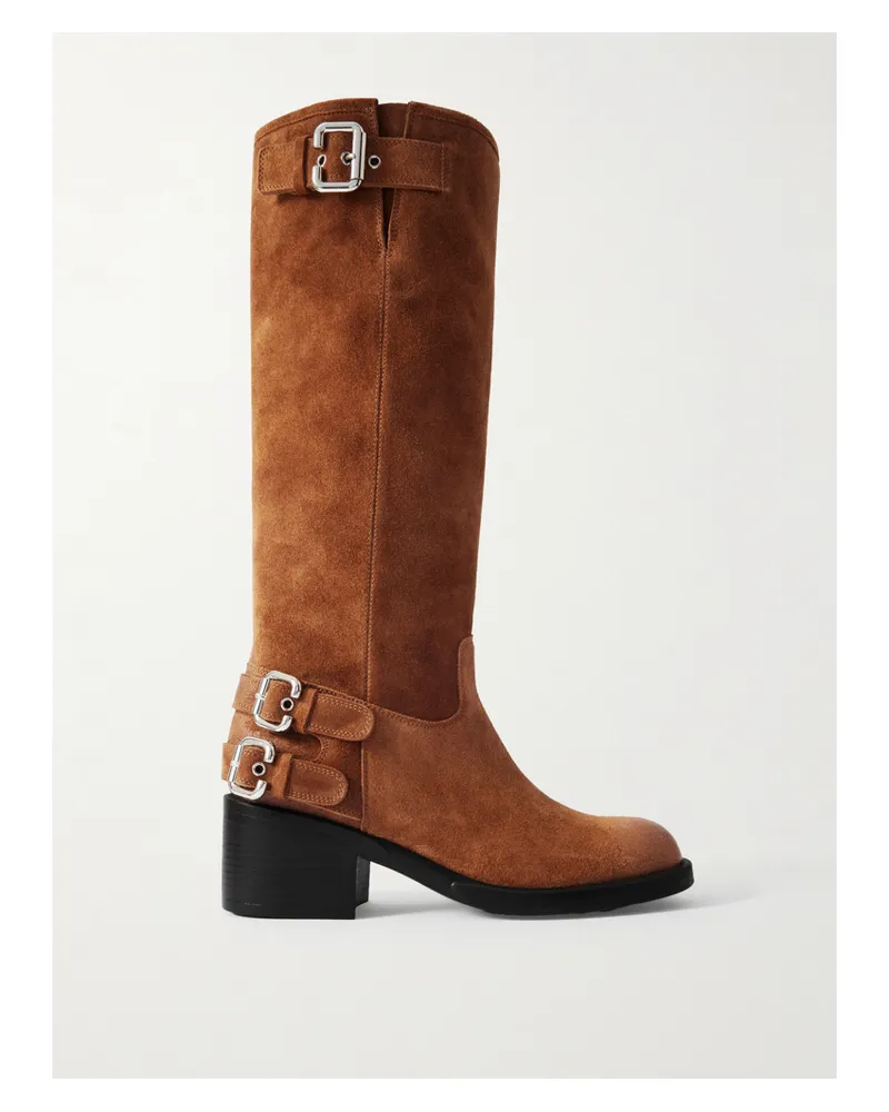 Chloé Stiefel Aus Veloursleder Mit Schnallen - Braun Braun