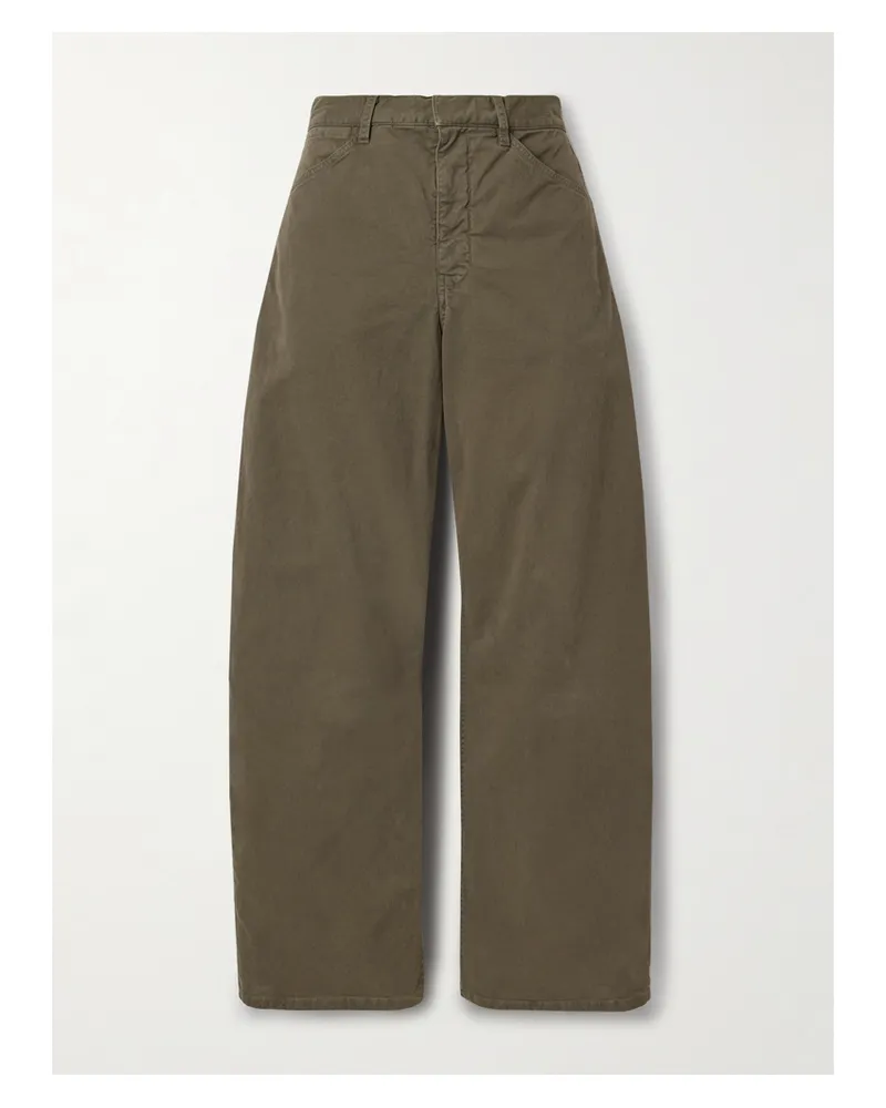 Nili Lotan Tribeca Barrel-hose Aus Gebürstetem Twill Aus Einer Baumwollmischung - Grün Grün