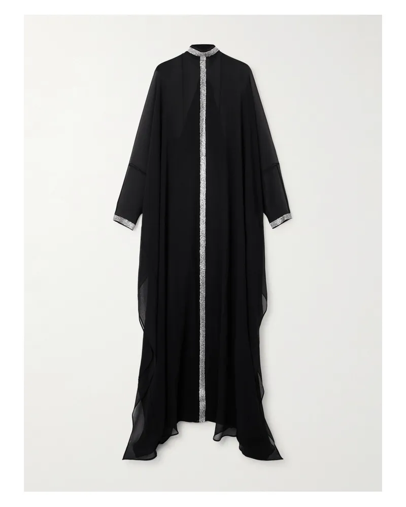 Taller Marmo Parthenon Robe Aus Seidenkrepon Mit Swarovski®-kristallen - Schwarz Schwarz
