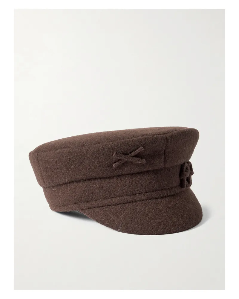 RUSLAN BAGINSKIY Appliquéd Wool-blend Hat - Brown Brown