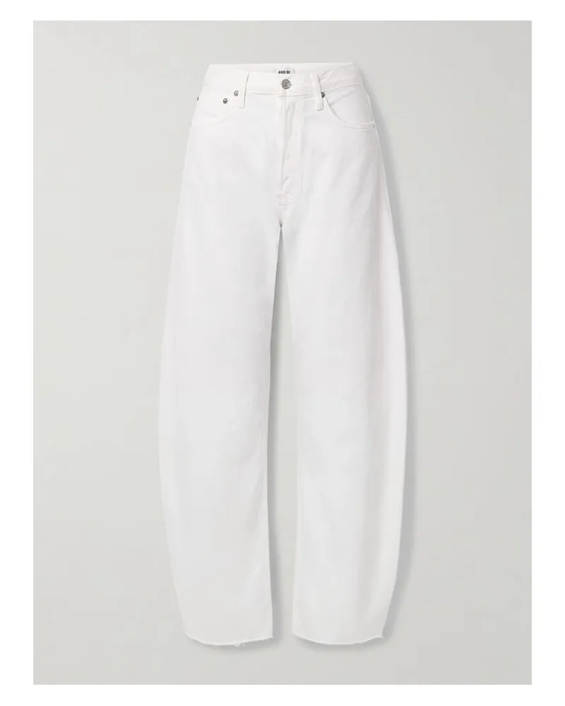 AGOLDE Luna Hoch Sitzende Barrel-jeans Mit Fransen - Weiß Weiß