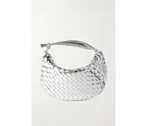 Sardine Small Intrecciato Metallic Leather Tote - Silver