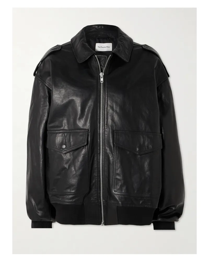 FRANKIE Shop Viper Oversized Leather Jacket - Black Black