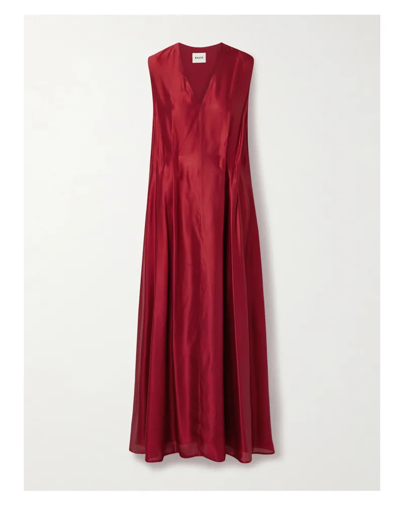 KHAITE Syd Pleated Satin-twill Midi Dress - Red Red