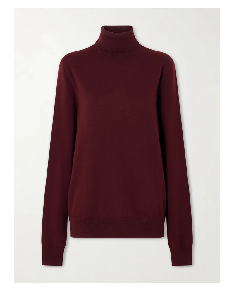 FRANKIE Shop Eve Wool Turtleneck Sweater - Burgundy Burgundy