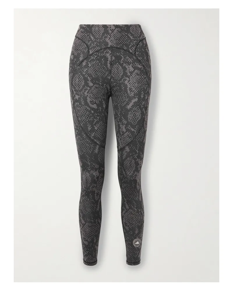 adidas Leggings Aus Recyceltem, Bedrucktem Stretch-material - Grau Grau