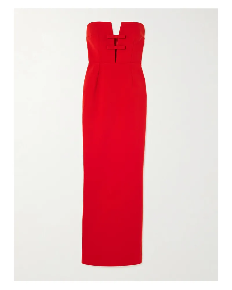 The New Arrivals Ilkyaz Ozel Noa Strapless Bow-embellished Crepe Gown - Red Red