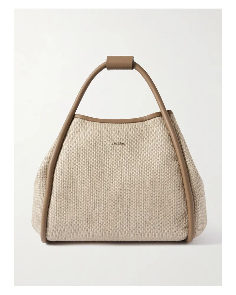 Max Mara Marine Leather-trimmed Faux Raffia Tote - Neutrals Neutrals