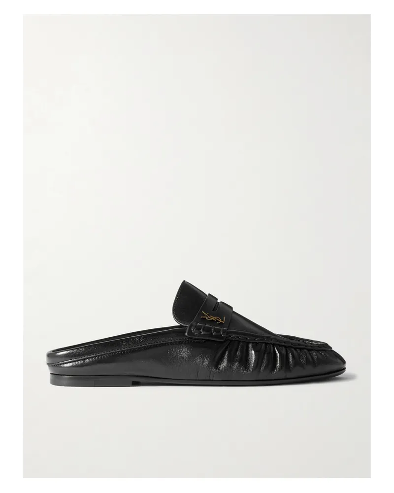 Saint Laurent Le Loafer Slippers Mit Logodetail - Schwarz Schwarz