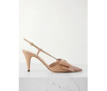 85 Bowow Bow-detailed Leather Slingback Pumps - Pink