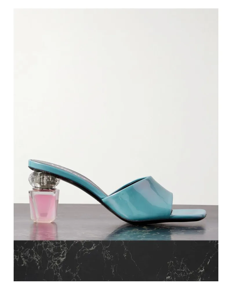 Versace Mules Aus Lackleder - Blau Blau